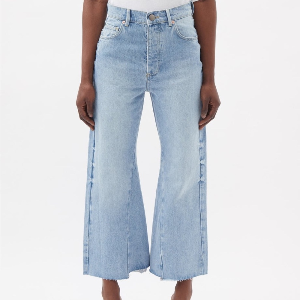 POPPED OFF BUTTON Raey insert flare jeans Sz 29